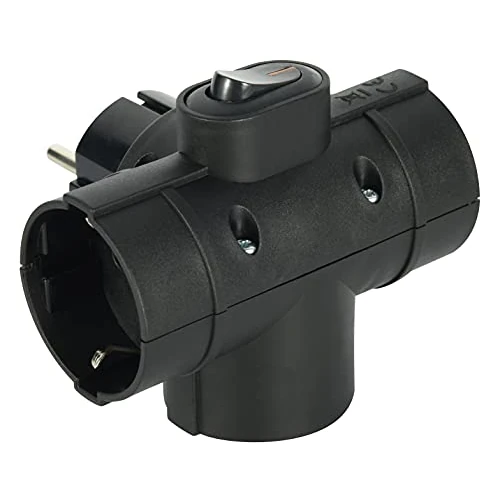 Electraline 55091 Triple Adapter with Three Side Outlets Schuko 16A Multiple Base Strip 3 Sockets, with ON/OFF Switch