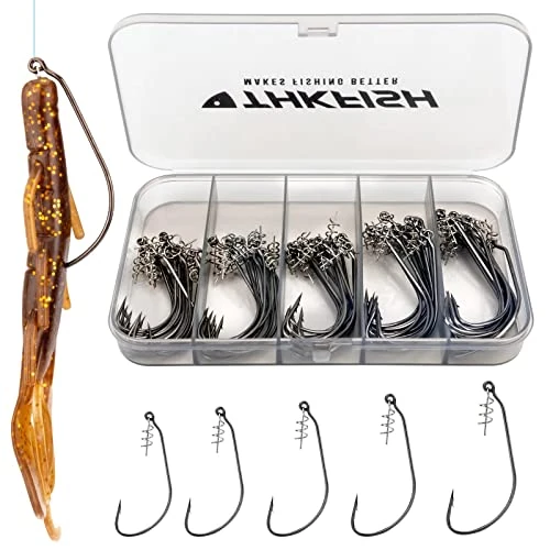 THKFISH Vishaken - Twist-lock, onkruidloze, verzwaarde swimbait haken voor zachte kunststoffen - zoutwater & zoetwater - 60 stuks