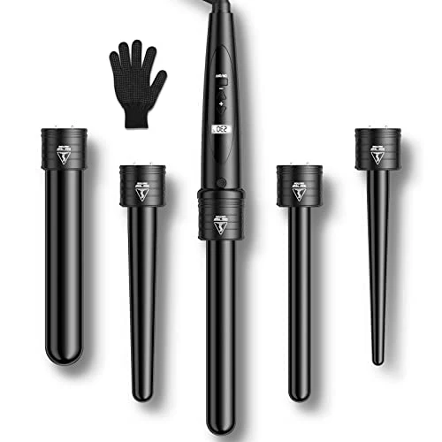 Offerta a tempo: Ferro Arricciacapelli 5 in 1 Ondulatore Modellatore Multifunzione Schermo LCD 80°C - 230°C Temperatura Regolabile Ceramica con Ferri di Diverso Diametro ET-W301(Nero) - 36% da 49.99 € a 31.99 €
