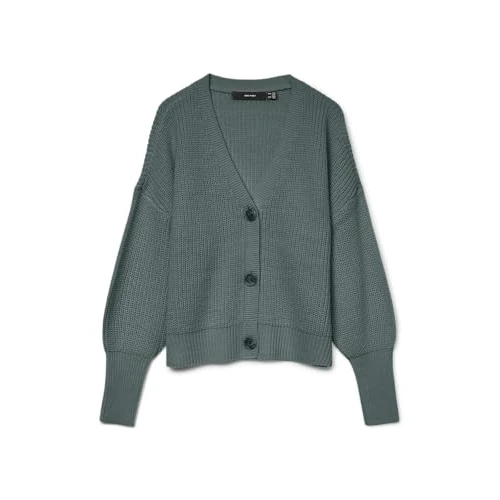 Vero Moda Women's VMLEA LS V-Neck Cuff Cardigan NOOS Cardigan Sweater, Balsam Green, L