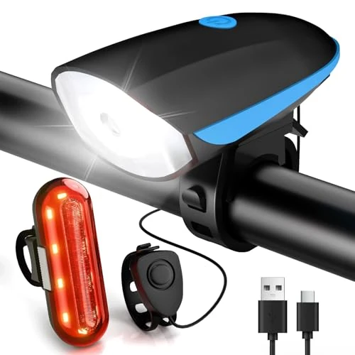 Offerta a tempo: Gobikey Luci Biciclette LED, Anteriore e Posteriore USB Ricaricabile e Impermeabile IP65, 1200 mAh luci MTB per Uomini Donne, Bambini, Combinazione di Luci per Mountain Bike Impermeabili - 28% da 18.99 € a 13.71 €