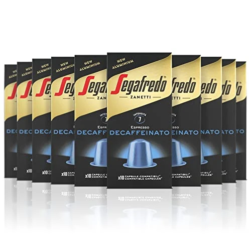 Offerta a tempo: Segafredo Zanetti 100 Capsule in Alluminio compatibili con Nespresso Caffè Decaffeinato con Metodo naturale (10 Astucci da 10 Capsule) - Adatte per Macchine Nespresso Original - 18% da 32.90 € a 27.08 €