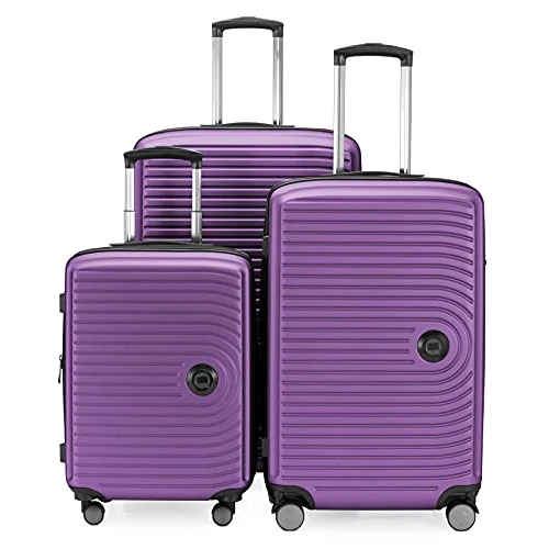 Hauptstadtkoffer Mitte - Set di 3 Valigie - Valigia Bagaglio a Mano 55 cm, Valigia Media 68 cm + Valigia da Viaggio Grande 77 cm, Guscio Rigido ABS, TSA, Melanzana