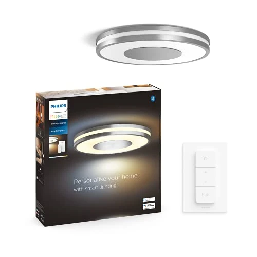 Limited offer: Philips Hue Being White Ambiance Smart Ceiling Light [Silver] with Dimmer Switch Included, with Bluetooth, Works with Alexa, Google Assistant and Apple Homekit from 180.22 EUR to 154.99 EUR (save 14%)