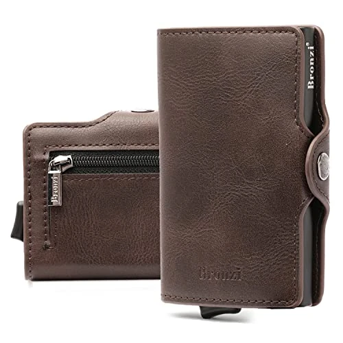 Bronzi® Geldbörse Herren | Geldbeutel Herren | Slim Wallet | Wallets for Men | Smart Wallet | RFID-Schutz mit Geldbörse | Geschenkbox - Italienische Marke (Braun)