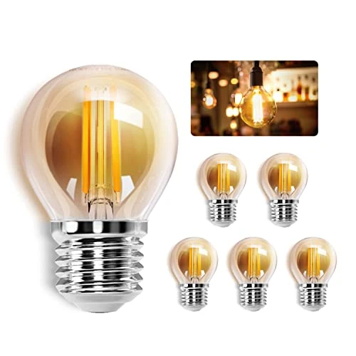 Offerta a tempo: Aigostar Edison Lampadine LED E27,Lampadine di Filamento 6W,Luce Calda 2200K,420lm,G45,Lampade Decorativa Retrò per Bar Caffè Hotel,5 Pezzo - 25% da 23.99 € a 17.99 €