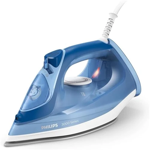 Philips Dampfbügeleisen 3000 Series - 2.400W, konstante Dampfleistung von 40 g/Min., 180g Dampfstoß, Keramikbügelsohle, Vertikaldampf, blau (DST3031/20)