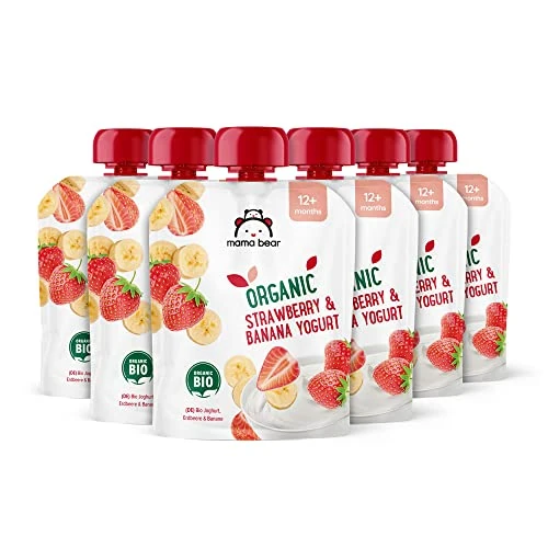 Zeitlich begrenztes Angebot: Amazon-Marke: Mama Bear Bio Zubereitung aus Joghurterzeugnis, Erdbeere, Banane und Joghurt, Vegetarian, 90g (6er-Pack) von 3.51 € auf 3.51 € (0.00% Rabatt)