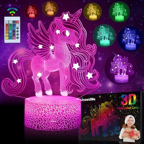 Veilleuse licorne pour enfants, lampe 3D en Acrylonitrile butadiène styrène,pour cadeaux, anniversaire, festival, chambre à coucher, lampe de décoration, idée cadeau d'anniversaire pour enfants