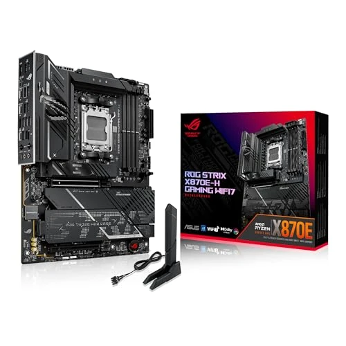 Offerta a tempo: ASUS ROG Strix X870E-H Gaming WIFI7, Scheda madre AMD ATX, Socket AM5, 16+2+1 Stadi di Alimentazione, Slot DDR5, Quattro Slot M.2, PCIe 5.0, WiFi 7, 2 Porte USB4, PCIe Slot Q-Release, Aura Sync, Nera - 30% da 469.00 € a 329.99 €