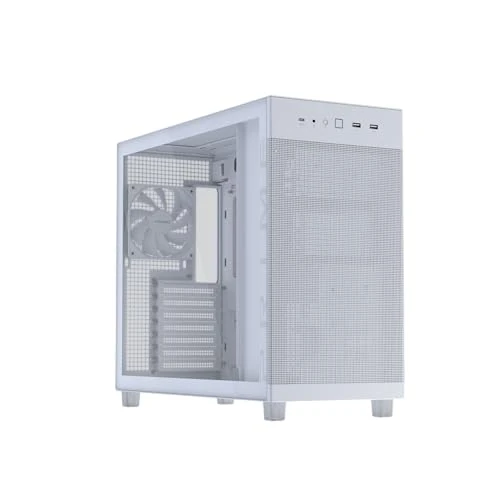 ASUS Prime AP303 TG, Case ATX da 44 Litri, Supporto per Schede Grafiche fino a 360mm, Compatibili per Radiatiori fino a 360mm e 60mm di Spessore, Porta USB-C fino a 20Gbps, Bianco