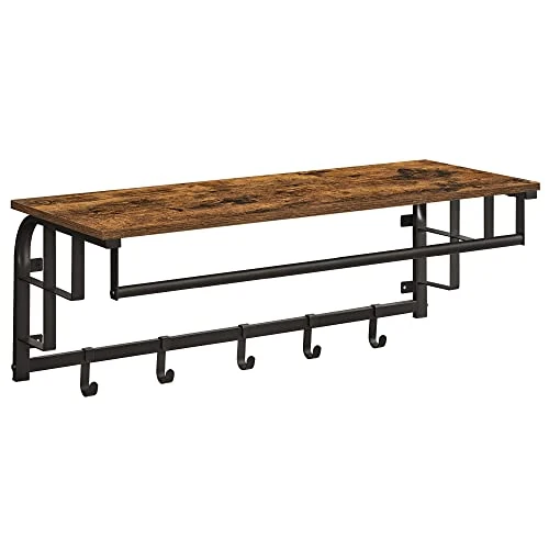 Offerta a tempo: VASAGLE Appendiabiti da Parete, Mensola da Muro con 5 Ganci Rimovibili - 17% da 28.99 € a 23.99 €