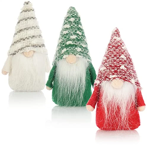 Offre limitee: com-four® 3X Nains de Noël Premium 14cm - Décoration de Noël - Figurine naine d'hiver - Objet de décoration - Trolls décoratifs scandinaves - Nain suédois avec Barbe et Bonnet d'hiver de 11.99 EUR a 9.59 EUR (economie 20%)
