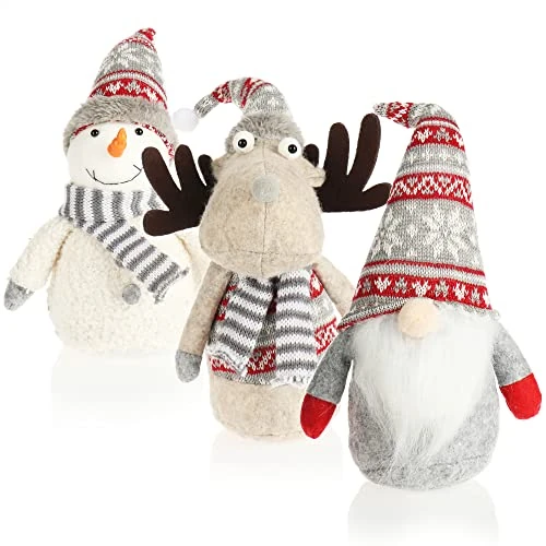 Limited-time offer: com-four® 3x premium Christmas gnomes for Christmas decorations, winter figures as decorative items, cute corner stools as room decorations or gifts (3 pieces - grey) from 17.09 GBP to 17.09 GBP (save 0%)
