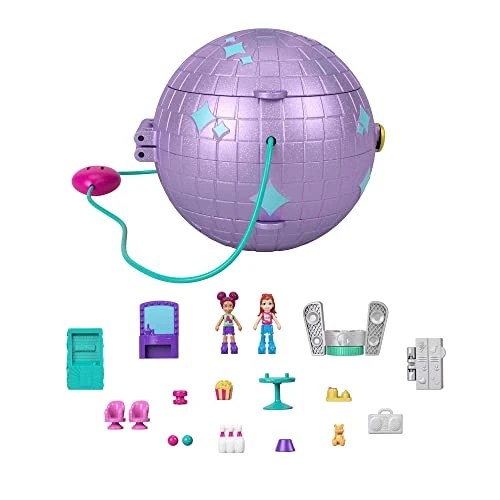 Polly Pocket Double Play - Cofanetto Pattinaggio - Set 2 in 1 Pattinaggio in Discoteca - 2 Bambole - 15 Accessori - Regalo per Bambini 4+ Anni, HCG24
