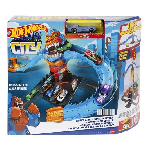 Offerta a tempo: Hot Wheels - City Gorilla Attacco Distruttivo, Playset a Tema Stazione di Servizio con 1 Macchinina — 29% da 33,99 € a 23,99 €