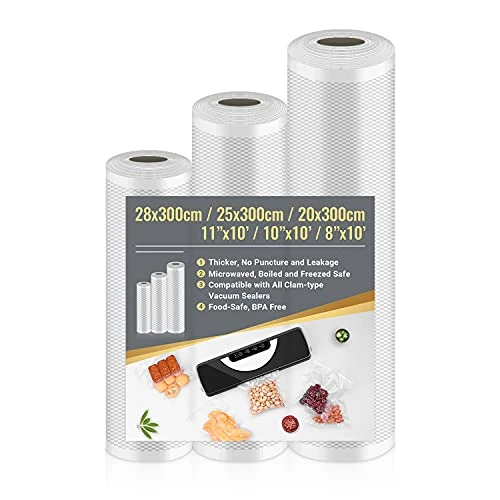 Limitiertes Angebot: Vakuumierbeutel 3 Rollen Vakuumierfolie, Vakuumbeutel Lebensmittel 28/25/20x300cm, Profi Folienrollen BPA-frei, stark & reißfest, für alle Vakuumierer & Sous Vide von 11.99 EUR auf 7.64 EUR (Spare 36%)
