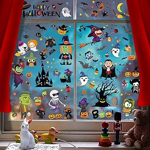 Offerta a tempo: YIHELU Adesivi per Halloween, Adesivi per Finestre di Halloween Set di Adesivi Riutilizzabili, Decorazioni per Feste di Halloween (Adesivi per Halloween-A) - 0.00% da 12.78 € a 12.78 €