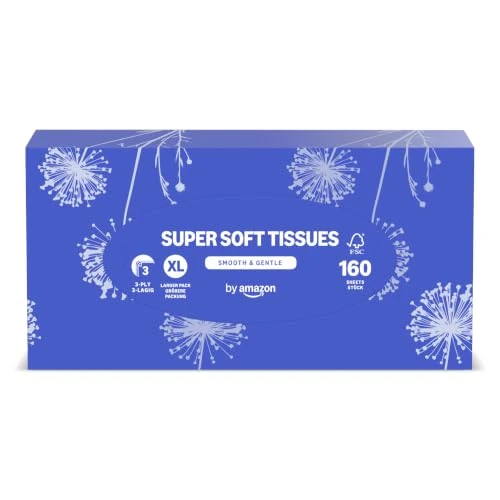Offerta a tempo: by Amazon - Fazzoletti cosmetici, 3 veli, misura XL, 160 Count - 3% da 3.16 € a 3.06 €