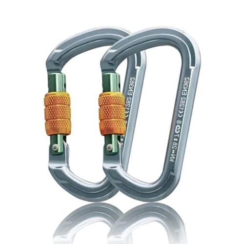 Offerta a tempo: SOB Moschettone Arrampicata Ganci per Moschettone per Impieghi Gravosi da 28 KN Serratura a Vite Asimmetrica per Campeggio Altalena Amache Attrezzatura da Esterno 2 Pezzi - 62% da 22.98 € a 8.63 €