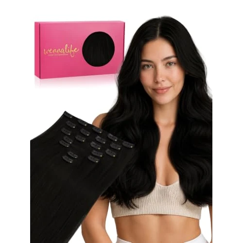 Offre limitée : WENNALIFE Extension a Clip Cheveux Naturel, 40cm 120g 7pcs Extension Cheveux Naturel Clip Cheveux Humains, Noir de Jais Extention de Cheveux Humains Vrai Cheveux de 95.69 € à 86.98 € (9% de remise)