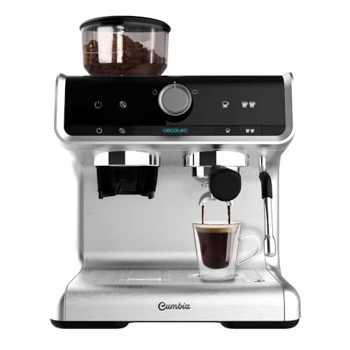 Cecotec Espresso coffee maker with grinderPower Espresso 20 Barista Cream. 1550 W, 20 bar and thermoblock, coffee bean container of 250 g, 2 Filters for 1 or 2 Coffees, Capacity 2.5 liters