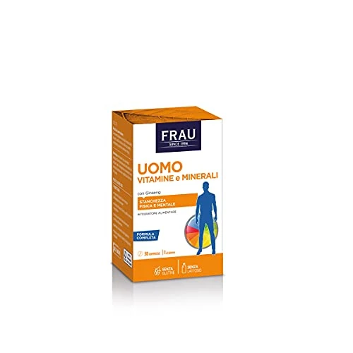 Offerta a tempo: FRAU Uomo Vitamine e Minerali, Integratore Alimentare a base di Vitamine, Minerali e Luteina, 30 Compresse, Integratore stanchezza fisica e mentale, Senza glutine - 40% da 7.49 € a 4.50 €