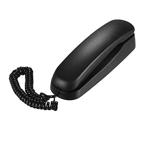 Bisofice Mini Wired Landline Phone Desktop Fixed Phone Wall Mountable Supports Mute/Pause/Reminder Functions for Hotel Office Bank Call Center at Home, Black