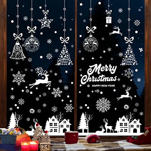 Begrenztes Angebot: 192 Fensterbilder Weihnachten Selbstklebend, Schneeflocken Fensterdeko Weihnachten PVC Weihnachtsdeko Fenster Winter Wiederverwendbar als Deko Weihnachten von 3.57 EUR auf 3.57 EUR (Rabatt 0%)