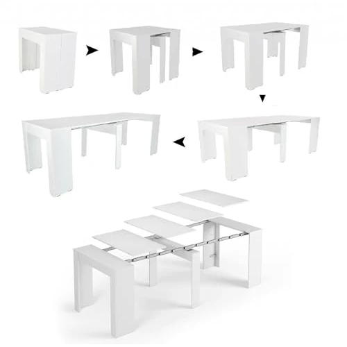 Tijdelijke aanbieding: Dmora Moderne eettafel, uitschuifbaar, 10 personen, afmetingen: 90 x 51 x 78 cm (tot 237 met verlengingen), kleur: wit van 289.99 € naar 289.99 € (0.00% korting)