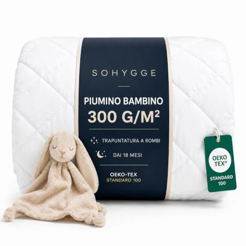 Offerta a tempo: SOHYGGE – Piumino per Bambino 300 g/m² – 100x135 cm per Lettino 70x140 – Anallergico, Antiacaro, Morbido e Traspirante – 100% Microfibra – Made in Europe – Certificato OEKO-TEX® (100 x 135 cm) - 0.00% da 27.99 € a 27.99 €