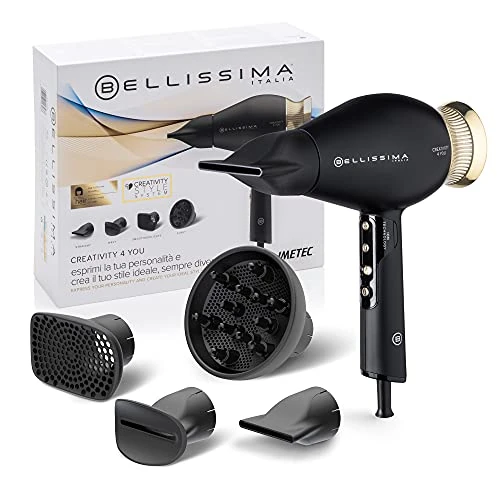 Bellissima Imetec Creativity 4 You Professional Hair Dryer, 4 Accessories, Diffuser, Intelligent Temperature Control, Ion Technology, Beauty Bag, 2 Speeds, 3 Temperatures 1800 Watt