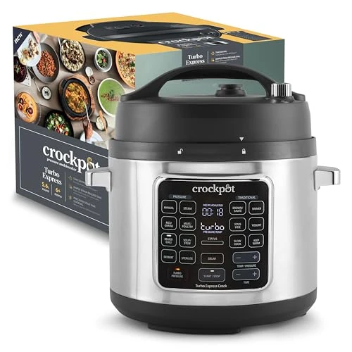 Tijdelijke aanbieding: Crockpot Turbo Express CSC062X Multicooker, 14 kookmogelijkheden in 1, stoven, stoomkoken, drukgaren en meer, 5,6 l (6 personen en meer) van 138.50 € naar 138.50 € (0.00% korting)