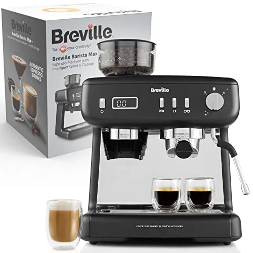 Breville VCF152X Barista Max+ for Espresso, Latte Coffee and Cappuccino, Intelligent Grinder and Intelligent Dosage, Precision Timer for Extraction, Pump with 15 Bar