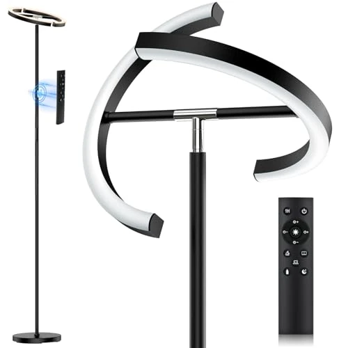 Offerta a tempo: SIBRILLE Lampade da Terra Dimmerabile, Piantana Lampada da Terra 20W 3000K-6000K, Lampada Salotto da Terra 4 Temperature di Colore e Oscuramento Continuo, Piantana con Telecomando e Controllo Tattile - 0.00% da 71.97 € a 71.97 €