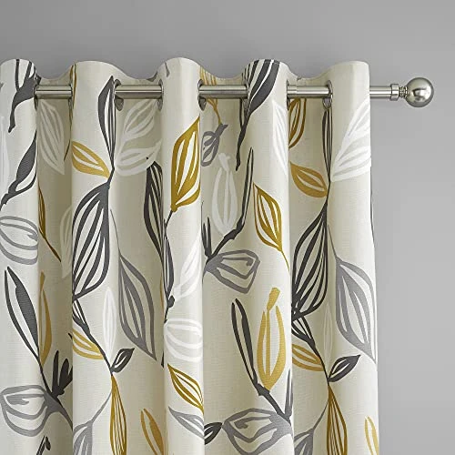Offerta a tempo: Fusion - Ensley - Coppia di tende con occhielli, 100% cotone, 229 x 183 cm, colore: ocra - 0.00% da 65.36 € a 65.36 €