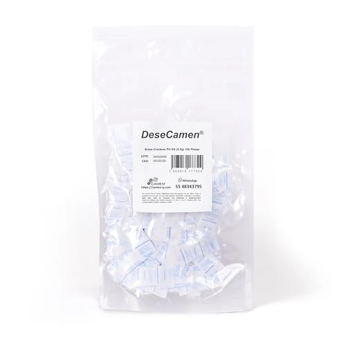 Offerta a tempo: DeseCamen - Bustine di silice (100 sachetti - 0,5 gr) 50 grammi - Silice gel - Deumidificatore - Pacchetti disseccanti - Assorbitore di Umidità - Antiumiditá - inodore - non tossico - 5% da 6.90 € a 6.56 €