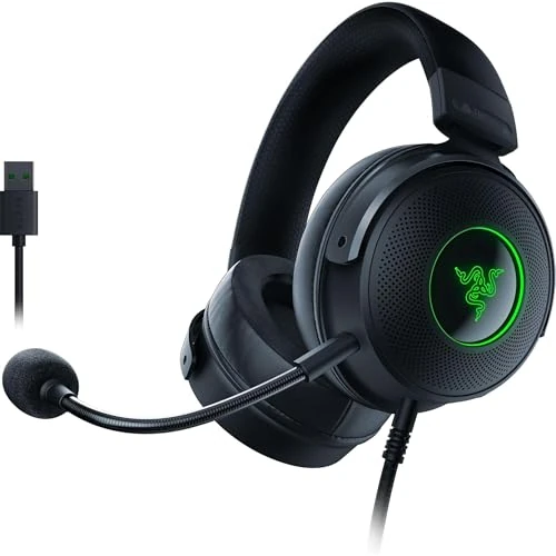 Tijdelijke aanbieding: Razer Kraken V3 - Bedrade USB Gaming Headset met Razer Chroma RGB (TriForce 50 mm drivers, THX Spatial Audio, HyperClear Cardioid Mic, Chroma RGB) Zwart van 109.99 € naar 64.99 € (41% korting)