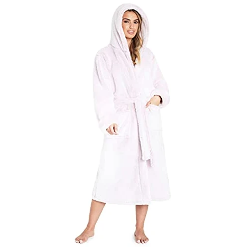 CityComfort Vestaglia Donna Invernale in Morbido Pile (Bastone Rosa, M)
