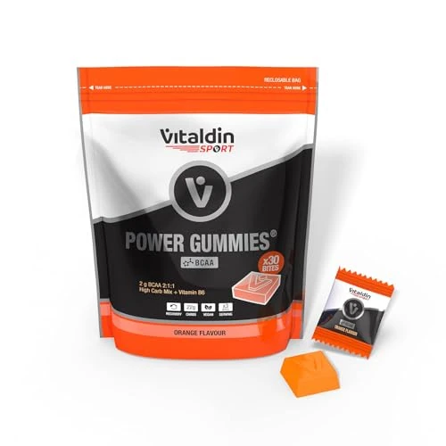Offre limitee: VITALDIN SPORT Power Gummies BCAA – Protection et récupération musculaire – 2 gr Acides aminés BCAA 2:1:1 per dose + Vitamine B6 – Doypack 30 Gommes – Bites Goût Orange – Vegan de 12.50 EUR a 10.00 EUR (economie 20%)