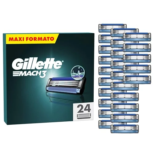 Begrenztes Angebot: Gillette Mach3 Rasierklingen für Männer, 24 ORIGINAL Gillette Ersatzklingen, Klingen für Herren mit Gleitstreifen für ein Sanftes Gleiten und Klingenbeschichtung von 49.97 EUR auf 34.98 EUR (Rabatt 30%)
