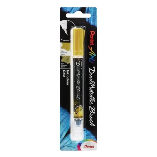 Tijdelijke aanbieding: Pentel XGFH-DXX Dual Metallic Brush - penseelstift, veranderende glitterinkt, goud/metallic-goud, 1 stuk op blisterkaart van 8.40 € naar 8.40 € (0.00% korting)