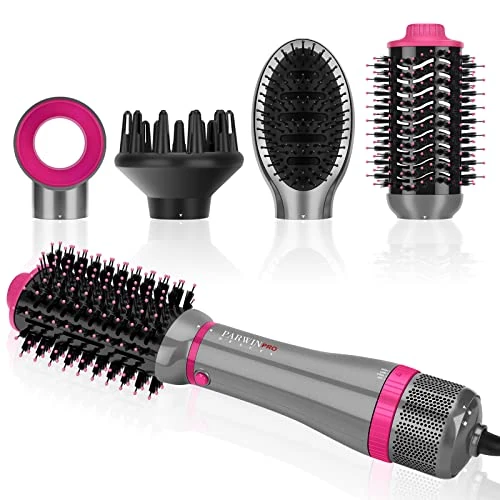 Offerta a tempo: 4 IN 1 Styler Spazzola Asciugacapelli PARWIN PRO BEAUTY Spazzola Elettrica per Capelli Spazzola ad Aria Calda Spazzola Phon per Capelli 4 allegati Lisciante Volumizzante Asciugare 1000W Grigio - 33% da 79.99 € a 53.48 €