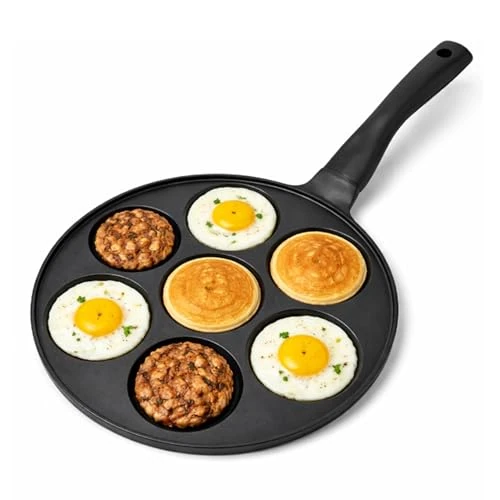 Limited-time offer: Joeji's 7 Hole Pancake Pan Non-Stick Lightweight Cast Aluminium Ceramic Frying Pan Multipurpose Induction Pan Mini Pancake Mould 26.5cm for Cooking Low-Fat Eggs Crepes ﻿﻿ from $82.46 to $82.46 (save 0.00%)