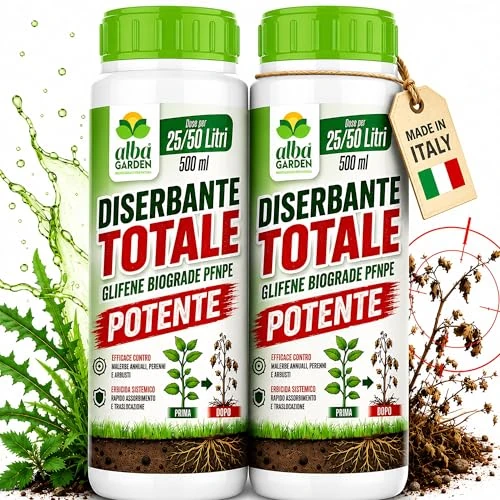 Offerta a tempo: Albagarden - Diserbante Totale POTENTE - 2 x 500 ml - Glifosate Per Erbacce A Azione Sistemica Disseccante- Erbicida Per Diserbo - Seccatutto A Base Di Glifosato Libera Vendita - 42% da 30.00 € a 17.40 €