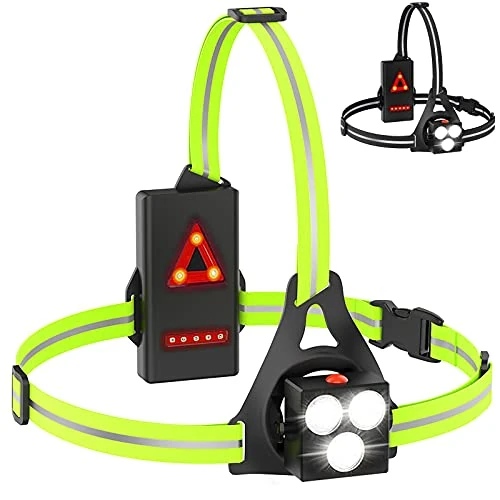 Offerta a tempo: Husgw Lampada da Corsa, Luce da Petto a LED Regolabile a 120°,Luce da Corsa da 500 Lumen,Leggero, Carica USB Lampada Corsa,Due Strisce Riflettentiper Jogging, Campeggio, Corsa (Verde e Nero) - 16% da 25.99 € a 21.89 €
