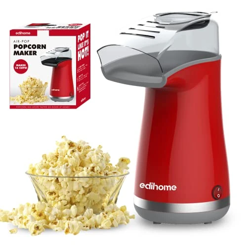 Tijdelijke aanbieding: Edihome, Popcornmachine, elektrisch, palomiter, 1200 W, incl. doseerlepel, palomiter, popcorn in 2 minuten, popcorn (rood) van 29.56 € naar 29.56 € (0.00% korting)