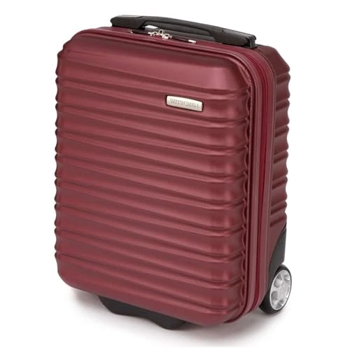 WITTCHEN Travel Suitcase Carry-On Cabin Luggage Hardshell Made of ABS with 4 Spinner Wheels Combination Lock Telescopic Handle Groove Line Size Small Suitcase Burgundy