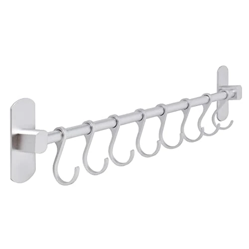 Offerta a tempo: joeji's Kitchen Porta utensili da cucina con 8 ganci, colore argento, per cucina, bagno, garage, porta utensili da cucina - 3% da 29.99 € a 29.15 €