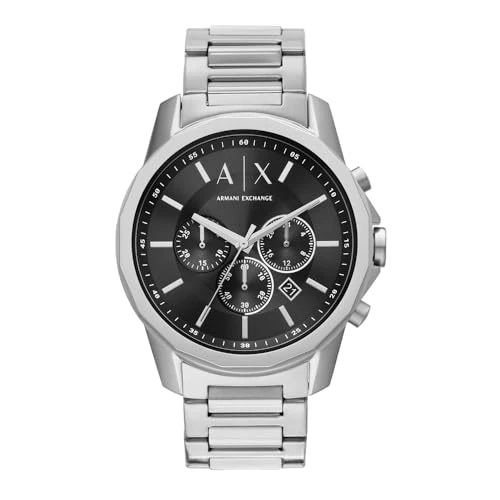 Armani Exchange Watch For Men, Chronograph Movement and 44mm Case Size with Stainless steel, Leather or Silicone strap